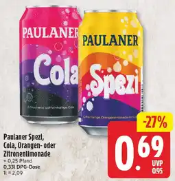 NP Discount Paulaner Spezi, Cola, Orangen oder Zitronenlimonade Angebot