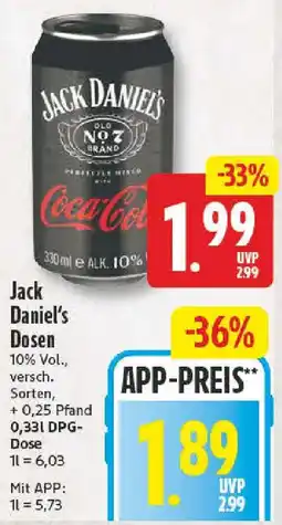 NP Discount Jack Daniel's Dosen Angebot