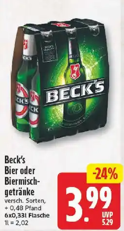 NP Discount Beck's Bier oder Biermischgetränke Angebot