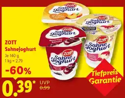 Lidl ZOTT Sahnejoghurt Angebot