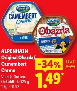 Lidl ALPENHAIN Original Obazda/Camembert Creme Angebot