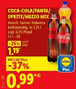 Lidl Coca-cola/fanta/ sprite/mezzo mix Angebot