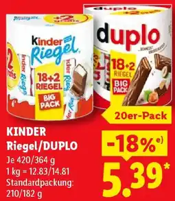 Lidl KINDER Riegel/DUPLO Angebot