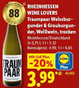 Lidl RHEINHESSEN WINE LOVERS Traumpaar Weissburgunder & Grauburgunder, Weißwein, trocken Angebot