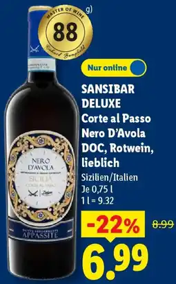 Lidl SANSIBAR DELUXE Corte al Passo Nero D'Avola DOC, Rotwein, lieblich Angebot