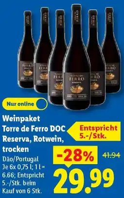 Lidl Weinpaket Torre de Ferro DOC Reserva, Rotwein, trocken Angebot