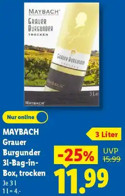 Lidl MAYBACH Grauer Burgunder 3l-Bag-in Box, trocken Angebot
