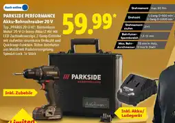 Lidl PARKSIDE PERFORMANCE Akku-Bohrschrauber 20 V Angebot