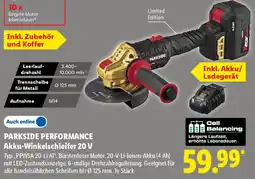 Lidl PARKSIDE PERFORMANCE Akku-Winkelschleifer 20 V Angebot