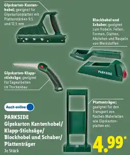 Lidl PARKSIDE Gipskarton Kantenhobel/Klapp-Stichsäge/Blockhobel und Schaber/Plattenträger Angebot
