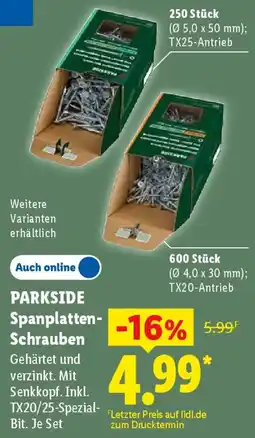 Lidl PARKSIDE Spanplatten-Schrauben Angebot