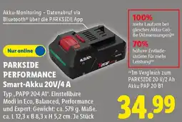 Lidl PARKSIDE PERFORMANCE Smart-Akku 20V/4 A Angebot