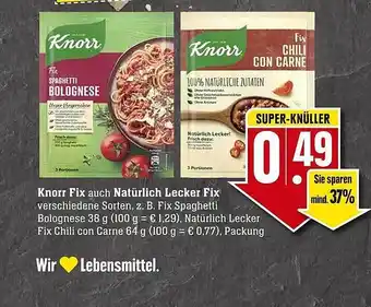 Scheck-in-Center Knorr Fix auch Natürlich Lecker Fix Angebot