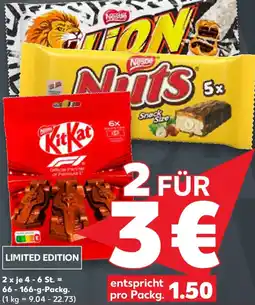 Kaufland LION, NUTS, KITKAT, NESQUIK oder SMARTIES Schokoriegel oder Schokolinsen Angebot
