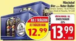 Edeka Mönchshof Bier oder Natur-Radler Angebot