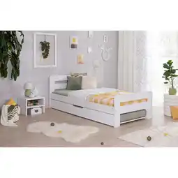 Netto Marken-Discount TiCAA Einzelbett Doppelbett Bert Kiefer Weiß aus Massivholz Angebot
