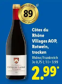 Lidl Côtes du Rhône Villages AOP, Rotwein, trocken Angebot
