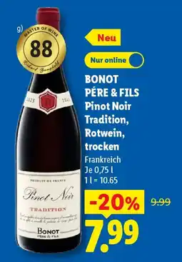 Lidl BONOT PÉRE & FILS Pinot Noir Tradition, Rotwein, trocken Angebot