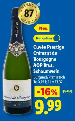 Lidl Cuvée Prestige Crémant de Bourgogne AOP Brut, Schaumwein Angebot