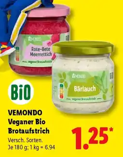 Lidl VEMONDO Veganer Bio Brotaufstrich Angebot