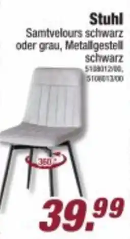 Poco Stuhl Samtvelours schwarz oder grau, Metallgestell schwarz Angebot