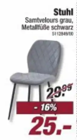 Poco Stuhl Samtvelours grau, Metallfüße schwarz Angebot