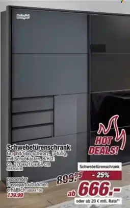 Poco Schwebetürenschrank Graphit/Glas schwarz Angebot