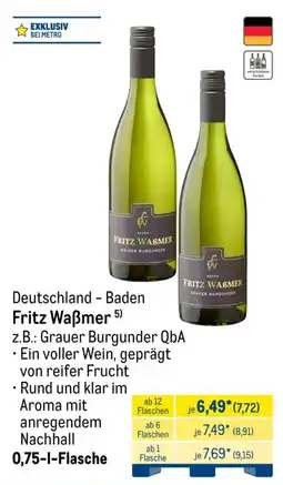 METRO Fritz Waßmer Grauer Burgunder QbA Angebot