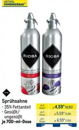 METRO RIOBA Sprühsahne Angebot