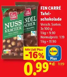 Lidl FIN CARRÉ Tafelschokolade Angebot
