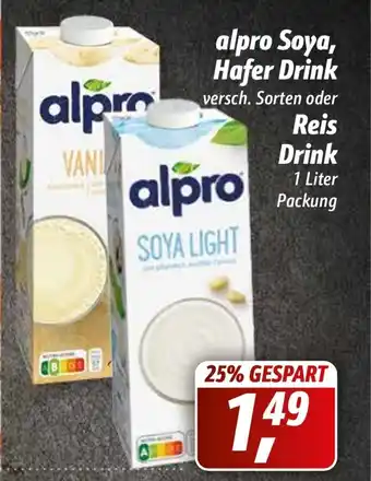 Simmel alpro Soya, Hafer Drink versch. Sorten oder Reis Drink Angebot