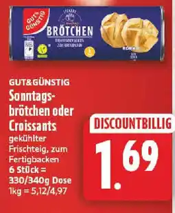 NP Discount GUT&GÜNSTIG Sonntagsbrötchen oder Croissants Angebot