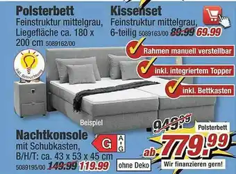 Poco Polsterbett, Kissenset, Nachtkonsole Angebot