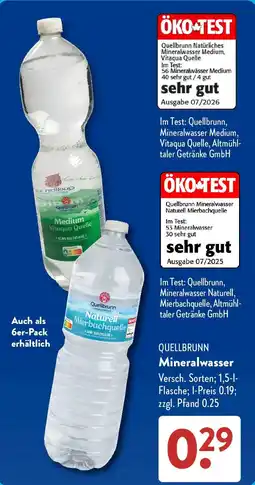 Aldi Süd Quellbrunn Mineralwasser Angebot