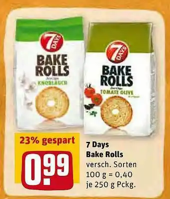 REWE 7 Days Bake Rolls Angebot