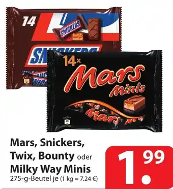 Famila Nord Ost Mars, Snickers, Twix, Bounty oder Milky Way Minis 275g Beutel Angebot