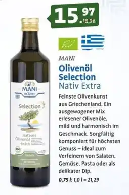 Ebl Naturkost MANI Olivenöl Selection Nativ Extra Angebot