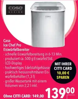 CITTI Markt Caso Ice Chef Pro Eiswürfelbereiter Angebot