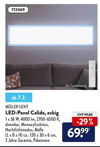 Aldi Nord Müller-licht Led-panel Calida Eckig Angebot