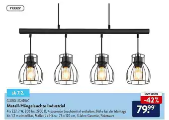 Aldi Nord Globo Lighting Metall-hängeleuchte Industrial Angebot