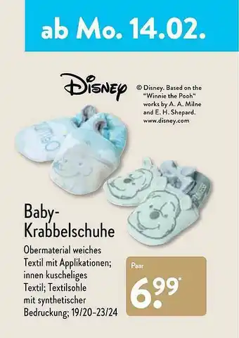 Aldi Nord Baby-krabbelschuhe Disney Angebot