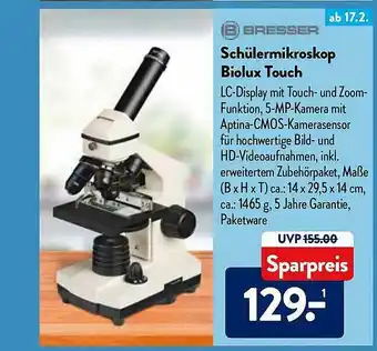 Aldi Nord Bresser Schülermikroskop Biolux Touch Angebot