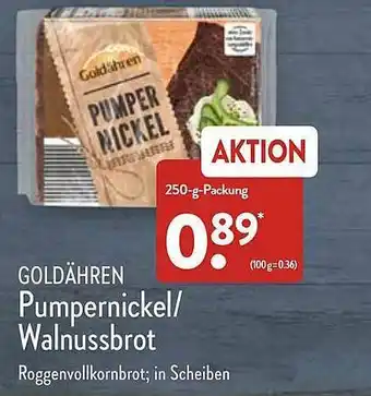 Aldi Nord Goldähren Pumpernickel Walnussbrot Angebot