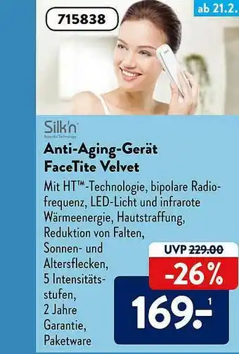 Aldi Süd Silk'n Anti-aging-gerät Facetite Velvet Angebot