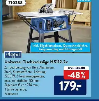 Aldi Süd Scheppach Universal-tischkreissäge Hs112-2x Angebot