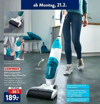 Aldi Süd Leifheit Akku-saugwischer Regulus Aqua Powervac Angebot