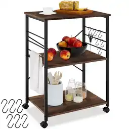 Netto Marken-Discount tectake Servierwagen, Industrial Style, mit 3 Ebenen, inklusive 6 Haken, 65,5 x 45,5 x 88,5 cm Angebot