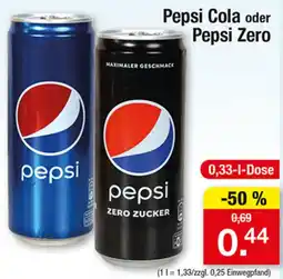 Zimmermann Pepsi Cola oder Pepsi Zero Angebot