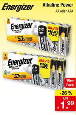 Zimmermann Energizer Alkaline Power Angebot