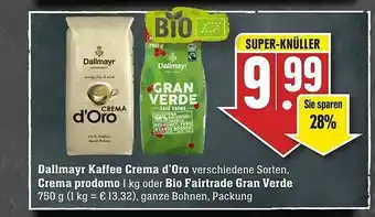 Edeka Dallmayr Kaffee Crema D'oro, Crema Prodomo Oder Bio Fairtrade Gran Verde Angebot